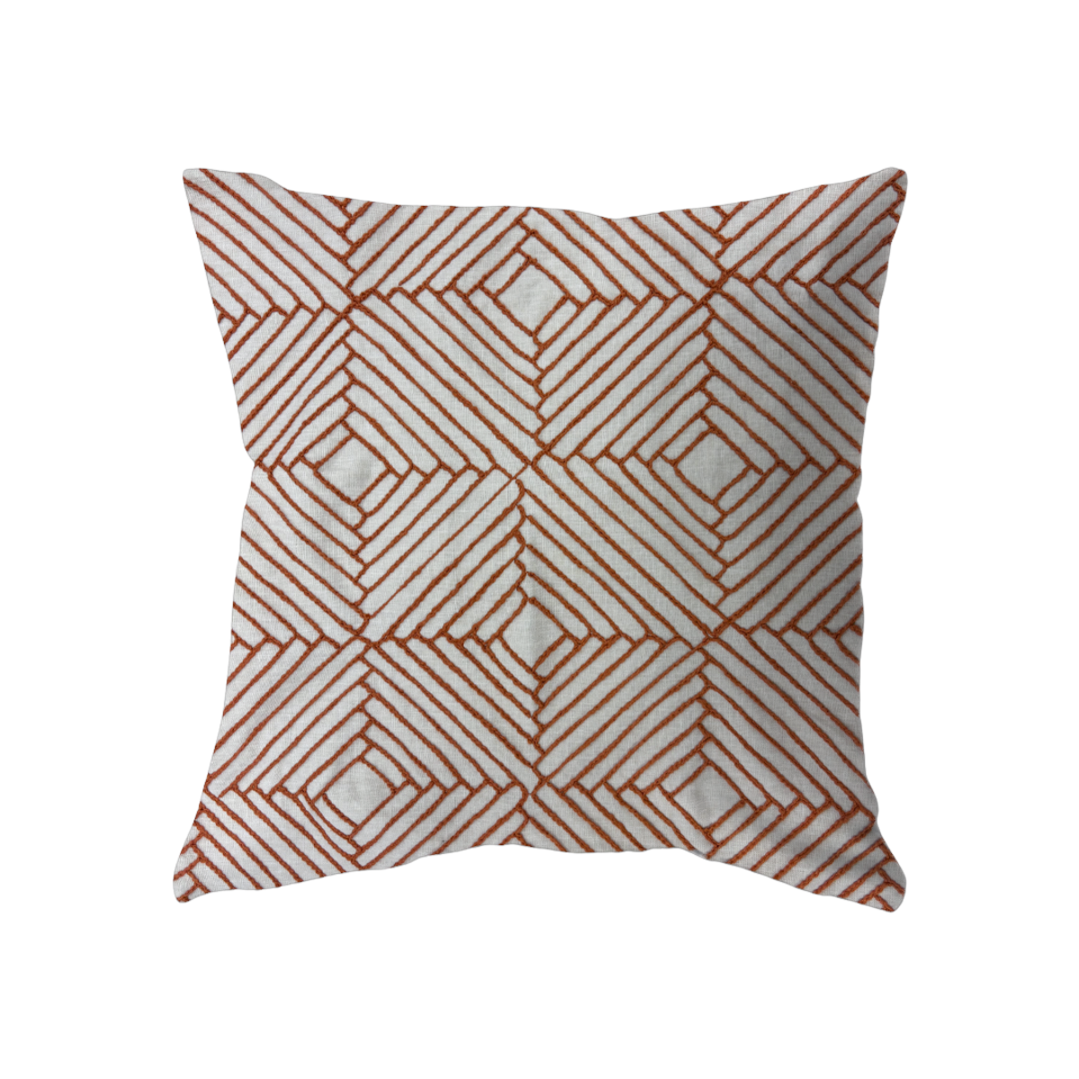 22x22 Cream with Red Striped Square Embroidered Pattern