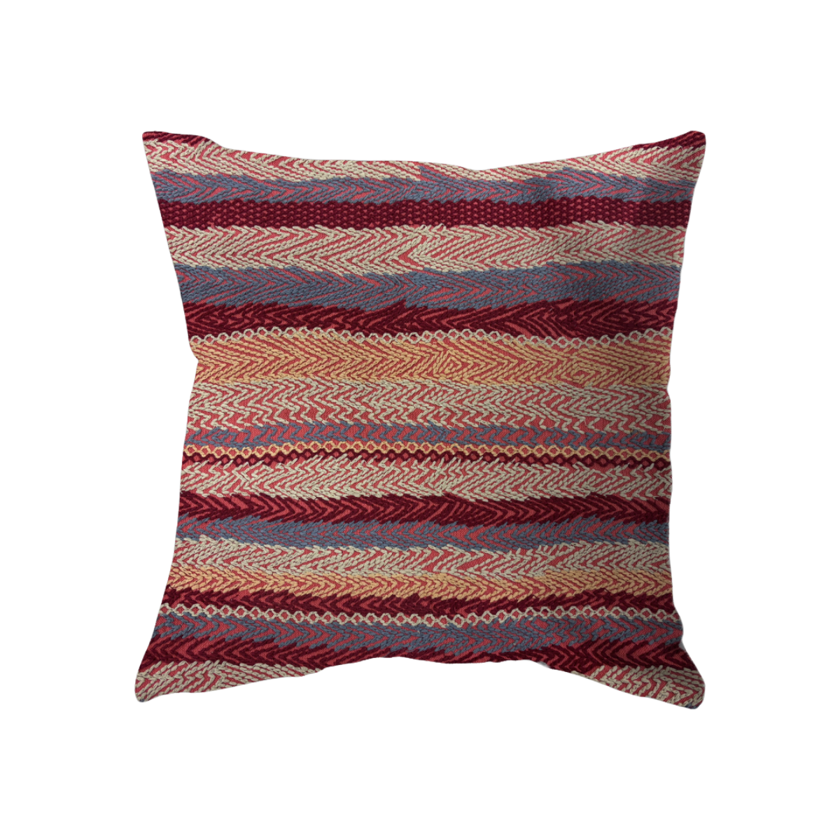 22x22 Red, Blue, Orange & Beige Patterned Pillow