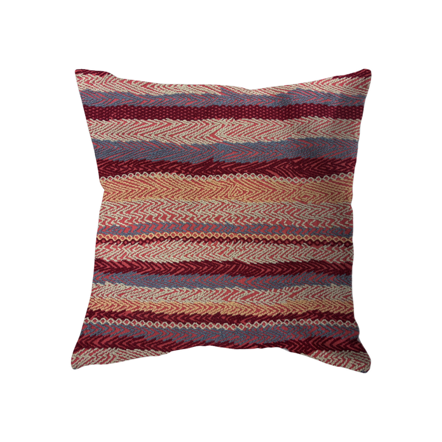 22x22 Red, Blue, Orange & Beige Patterned Pillow