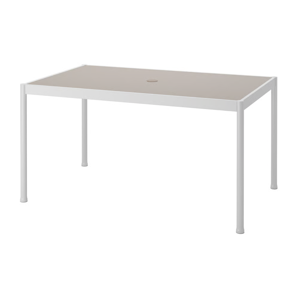 Dining Table Taupe Top with White Metal Frame