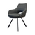 Gray Cutout Back Leather Dining Chair w/Black Metal Legs
