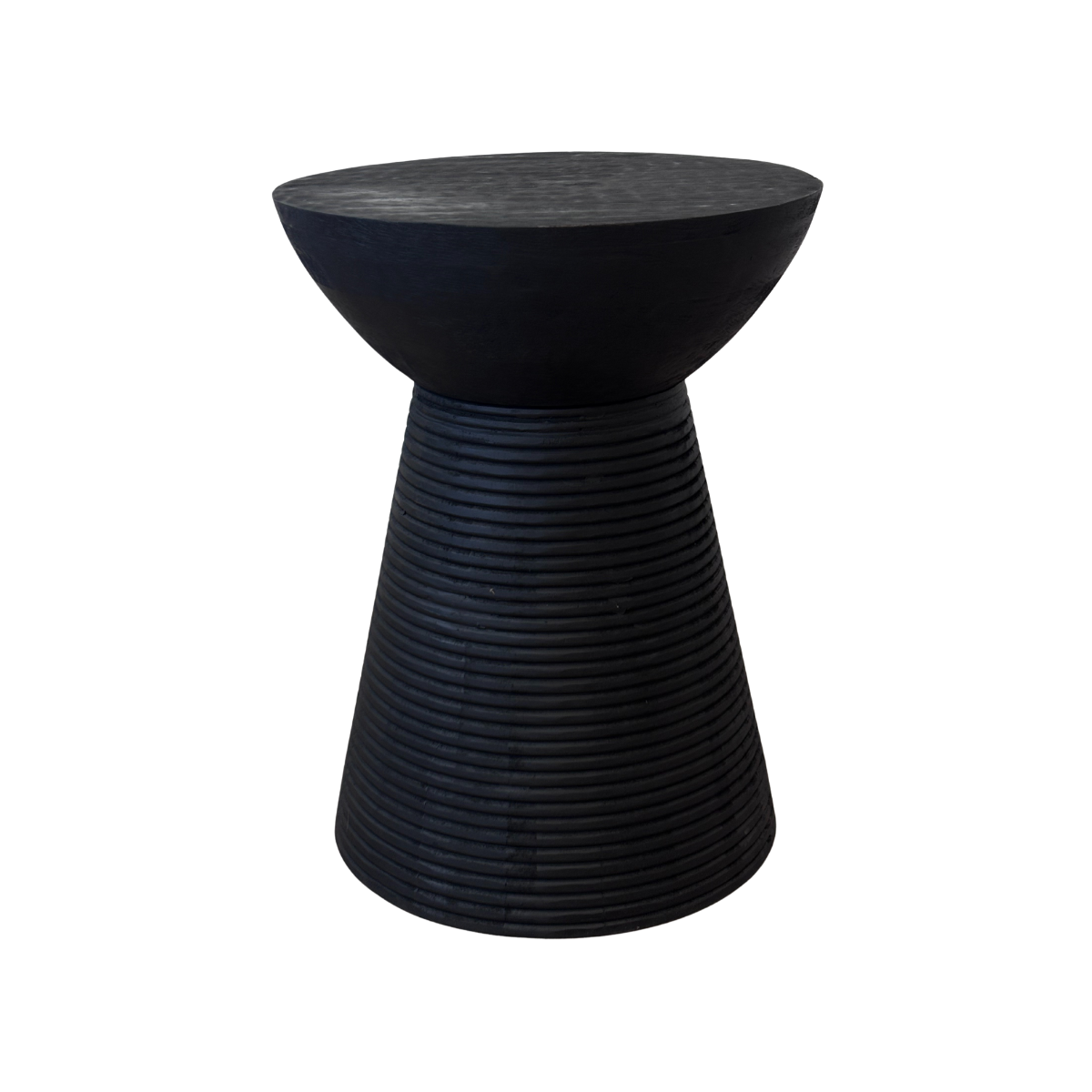 Round Striped Black Side Table