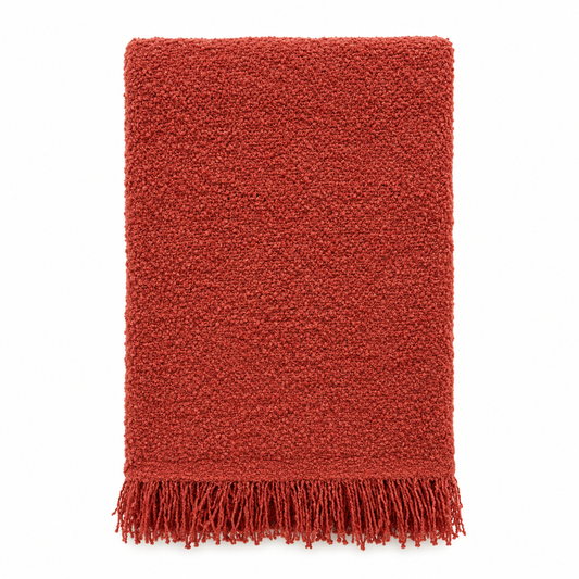 Throw - Boucle Fringed Scarlet