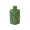 Large Green Embossed Stoneware Vase