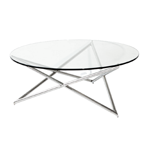 Faye Coffee Table w/ 43" Round Top & Chrome Base