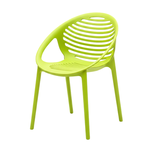 Outdoor Chair - Lime Green Plastic Curved Seat