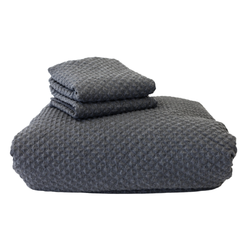 Queen Charcoal Honeycomb Texture w/Shams Duvet Set