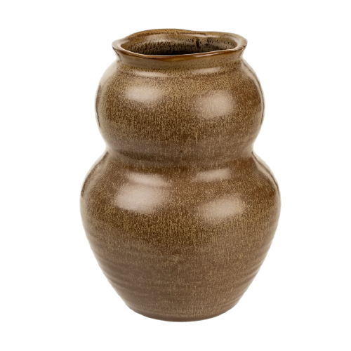 Large Brown Ceramic Boule Vase