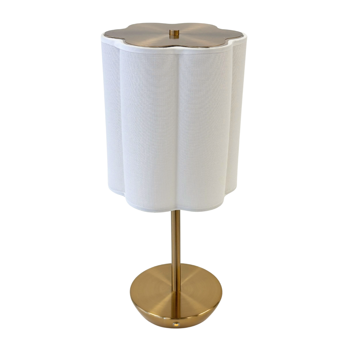 Brass Table Lamp with Scalloped White Shade