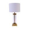 Table Lamp - Gold Brass Trim Clear Glass Cylinder