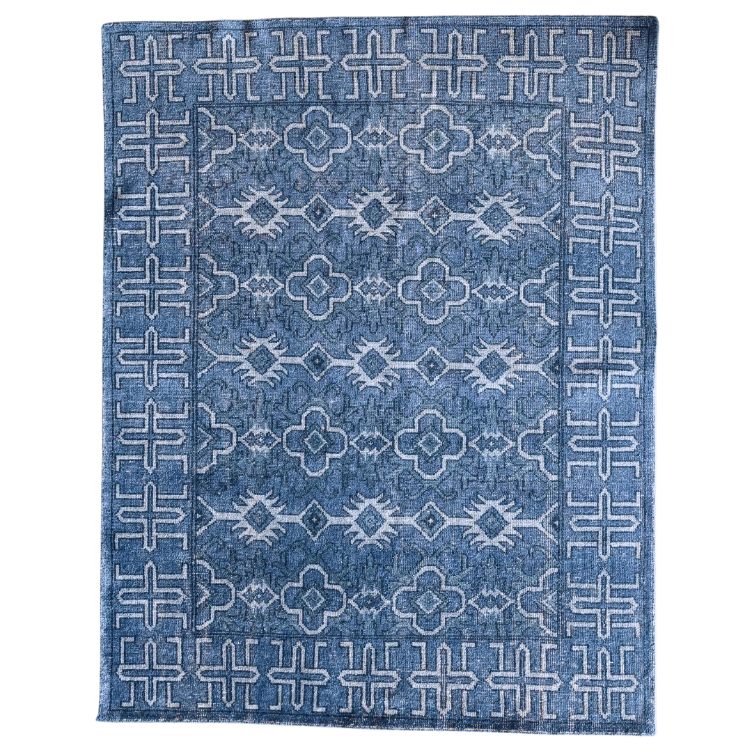 8x10 Navy Blue Oriental Pattern