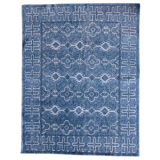 8x10 Navy Blue Oriental Pattern