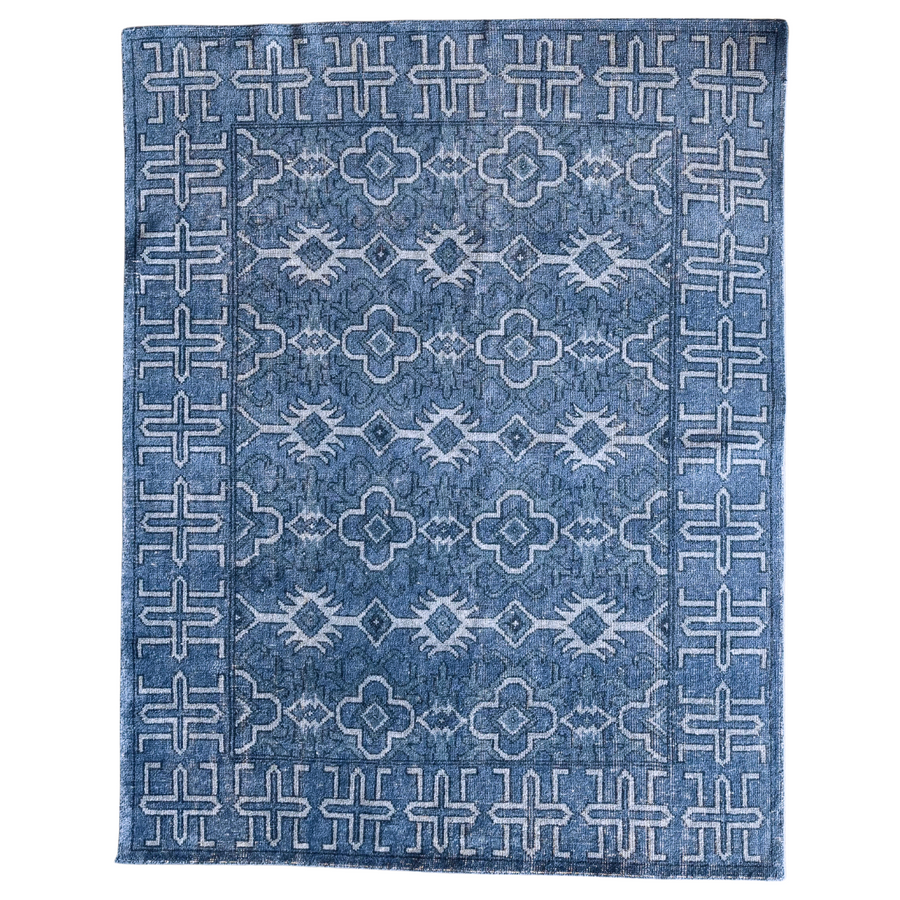 8x10 Navy Blue Oriental Pattern