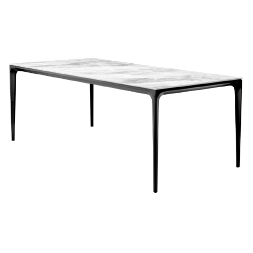 White Sintered Stone Dining Table With Black Legs