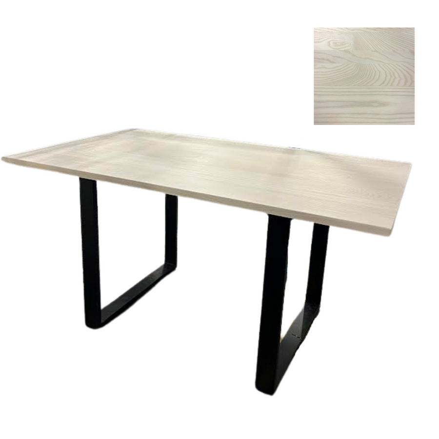 Dining Table Black Square Metal Base w/ Light Wood Top