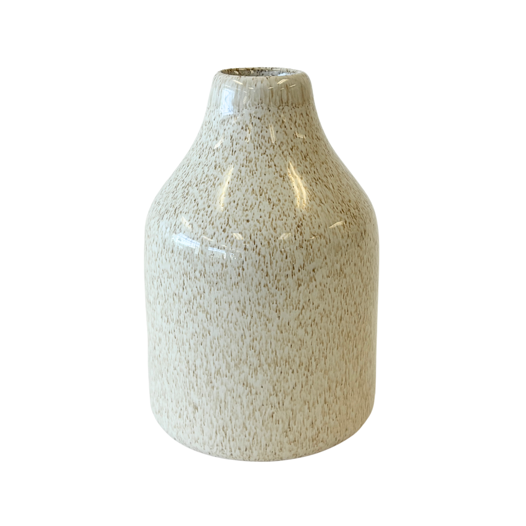 Cream Ceramic Glazed Speckled Vase