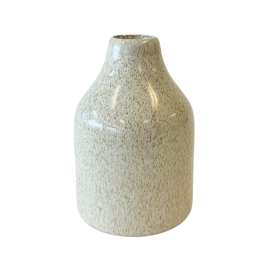 Cream Ceramic Glazed Speckled Vase
