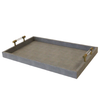 Tray - Large Grey Leather w/ Handles