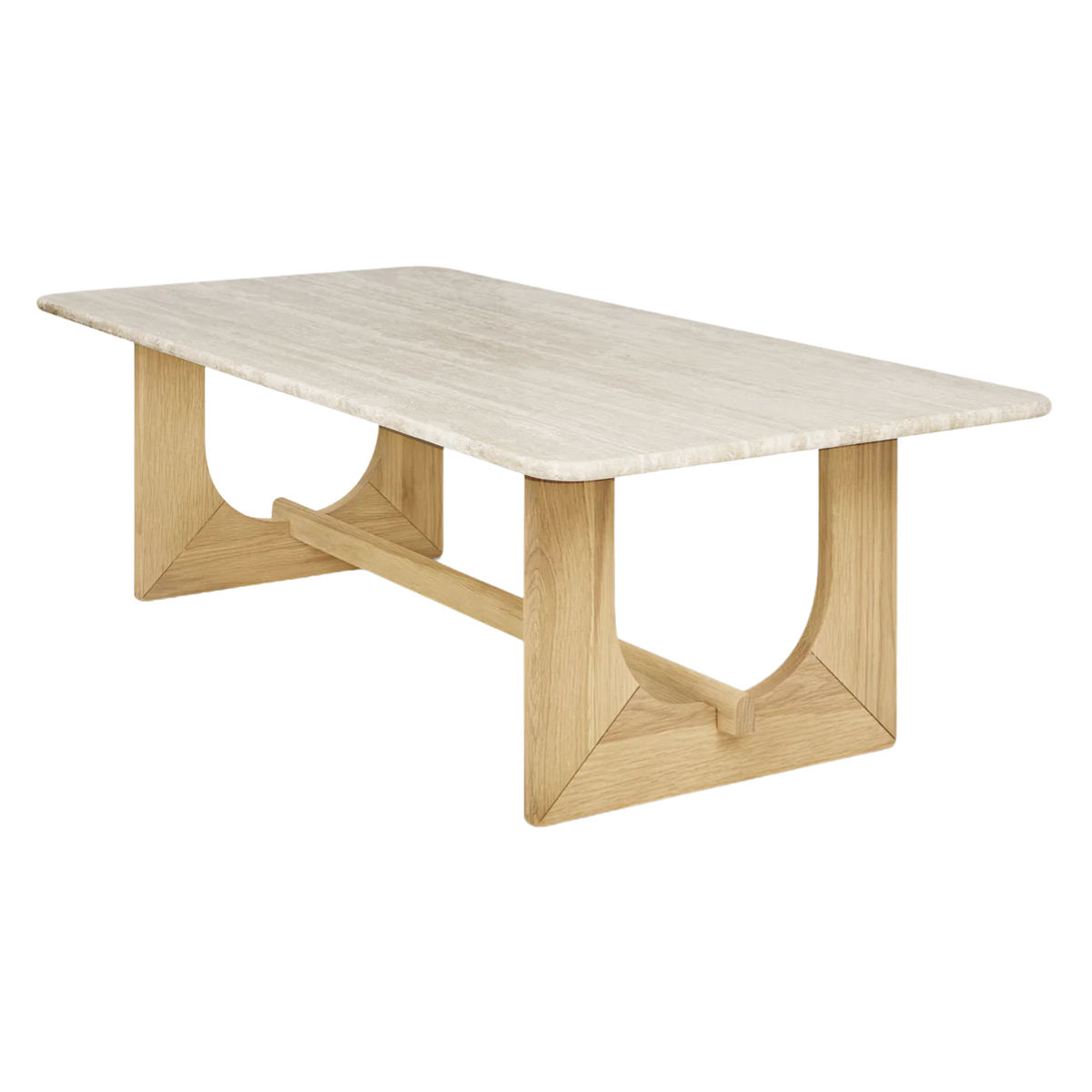Coffee Table Portico Rectangle Travertine w/ White Oak Base