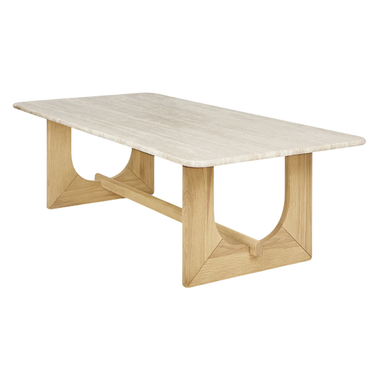 Coffee Table Portico Rectangle Travertine w/ White Oak Base