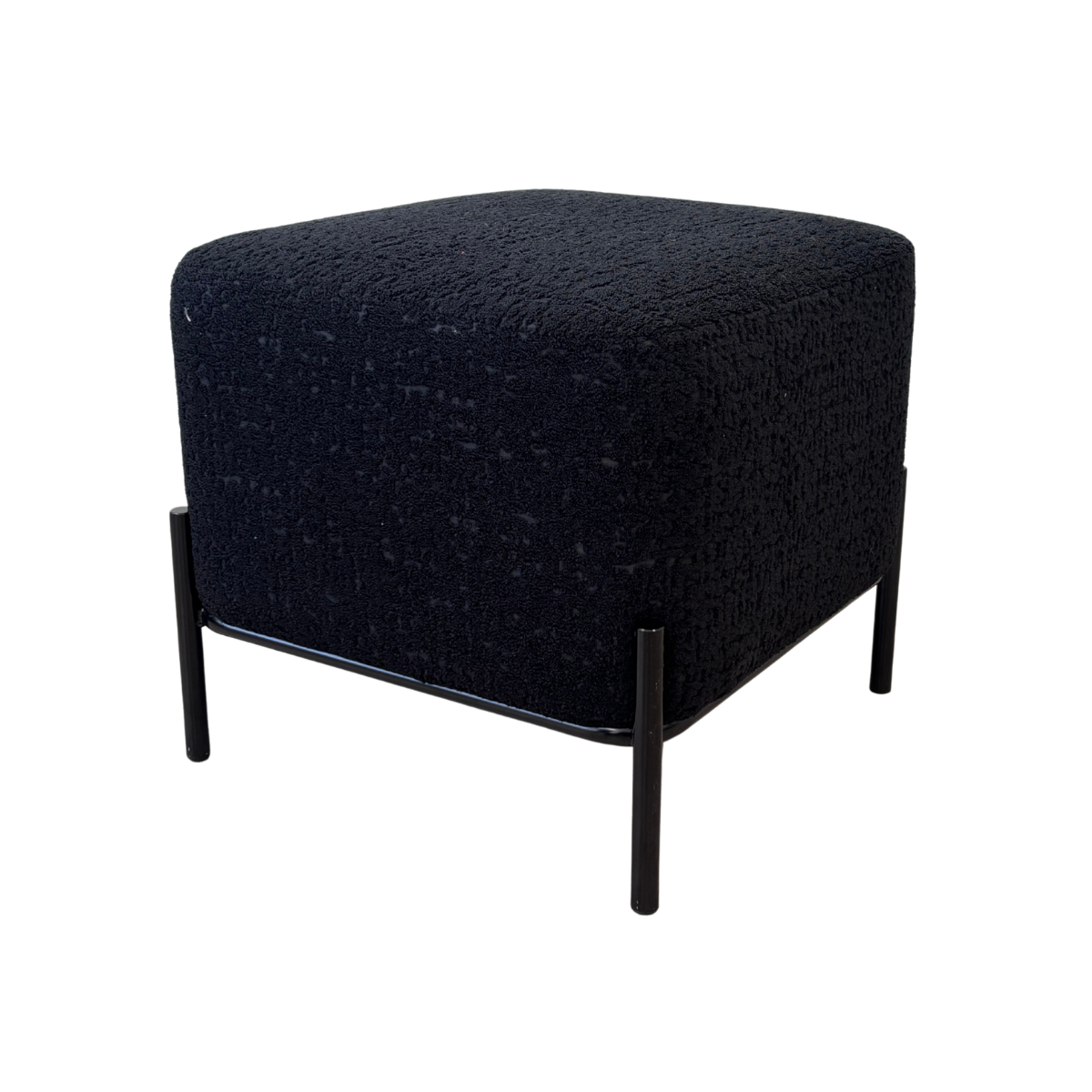 Black Square Ottoman with Black Legs