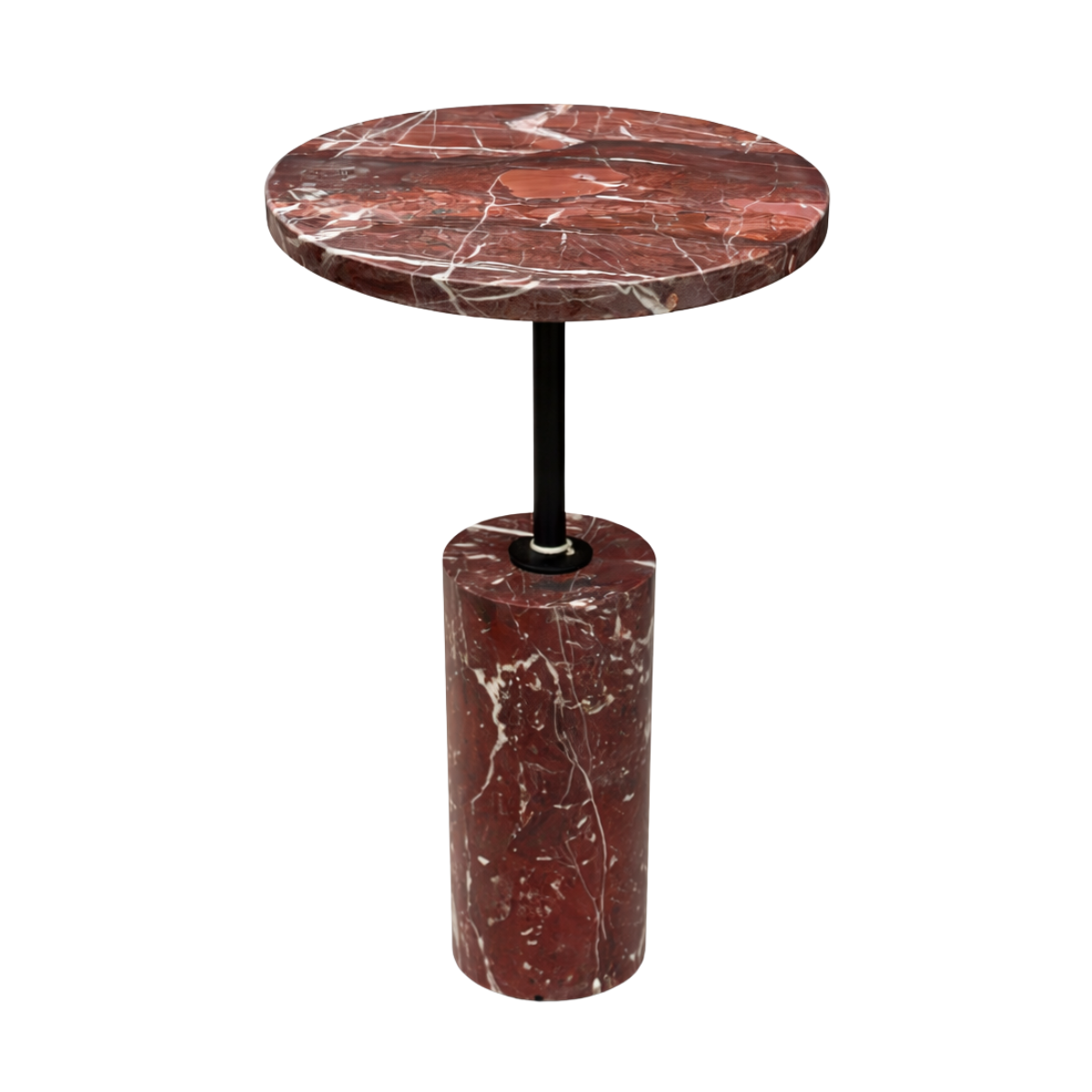 Round Red Marble Side Table