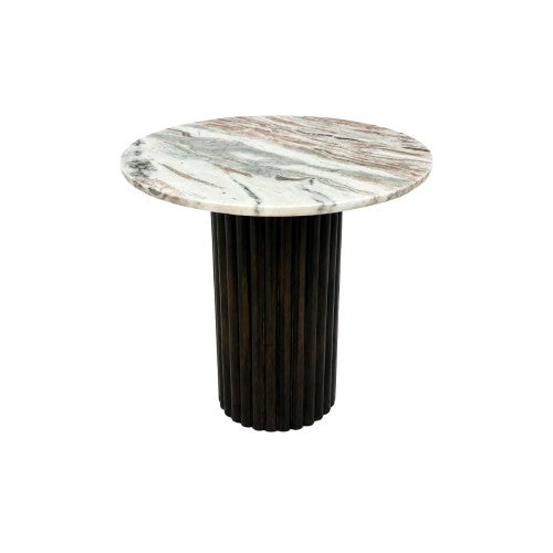 Side Table Marble Top Dark Wood Base