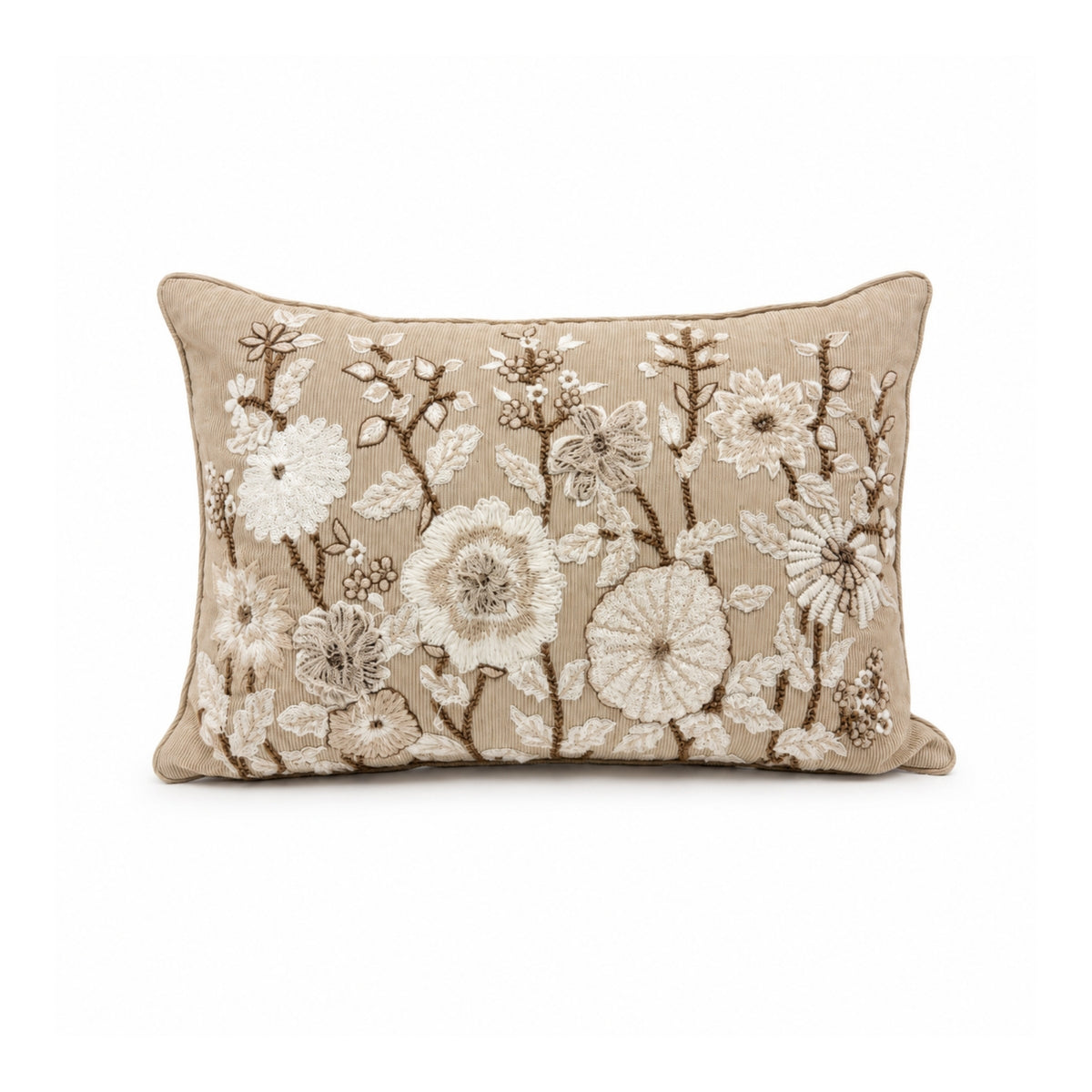 14x22 Decorative Floral Beige Pillow