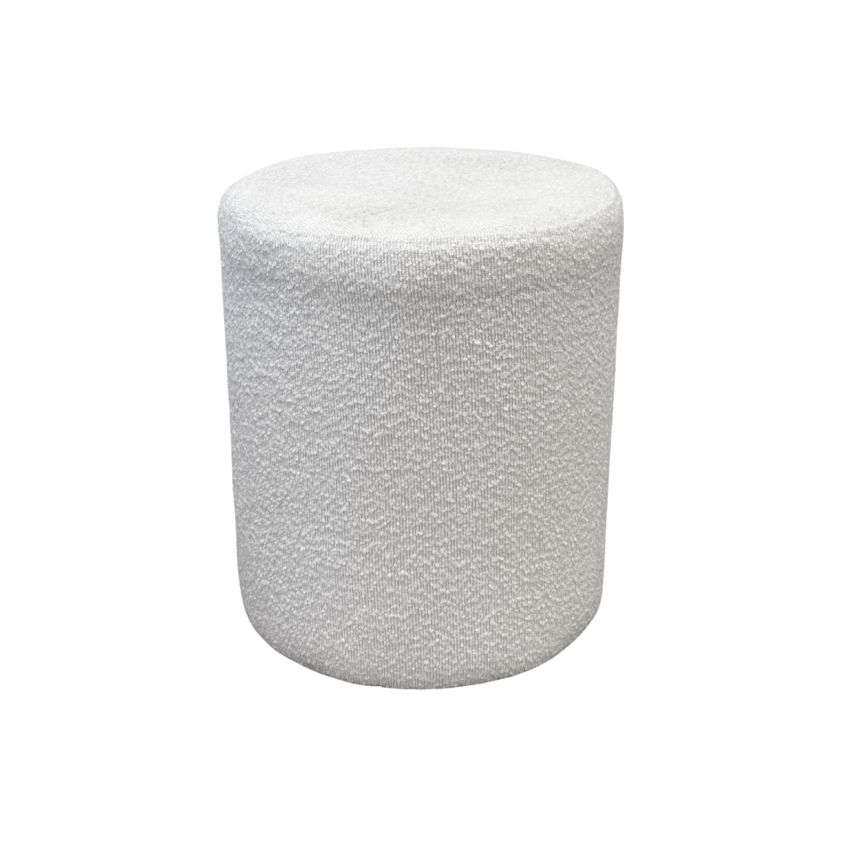Round Marshmallow Bouclé Soft White Ottoman