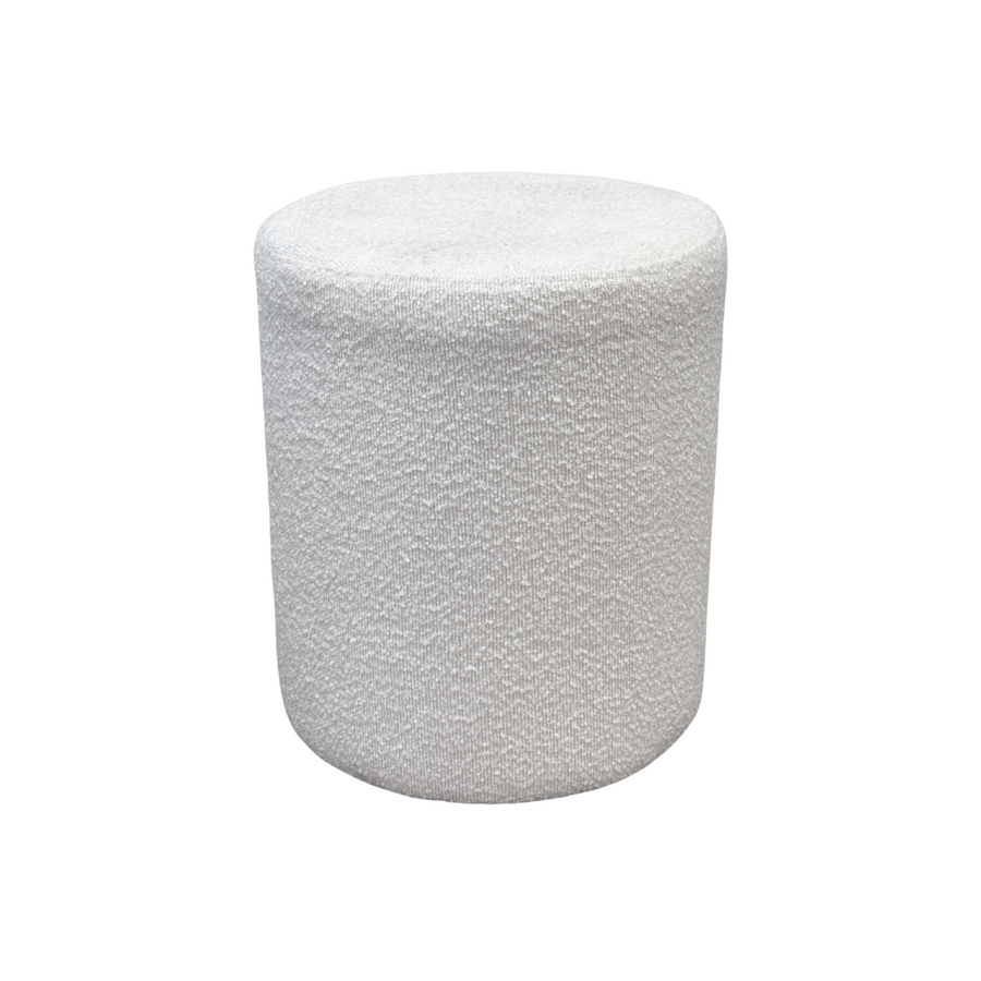 Round Marshmallow Bouclé Soft White Ottoman