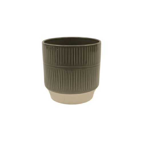 Striped Grey Pot with Cream Base