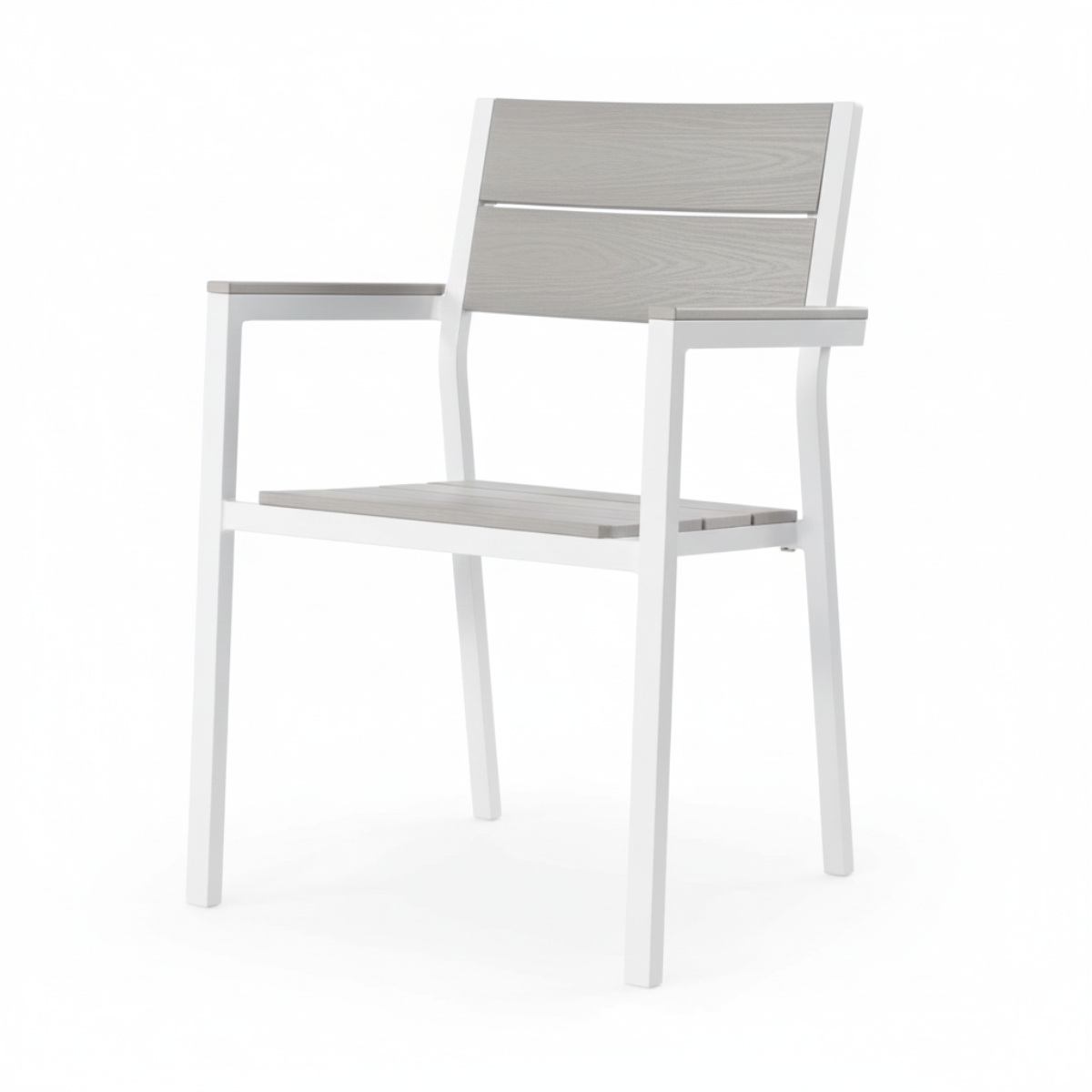 Outdoor Chair - White w/ Grey Wood Pattern