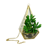 Hanging Pyramid Gold & Glass Lantern Candle Holder