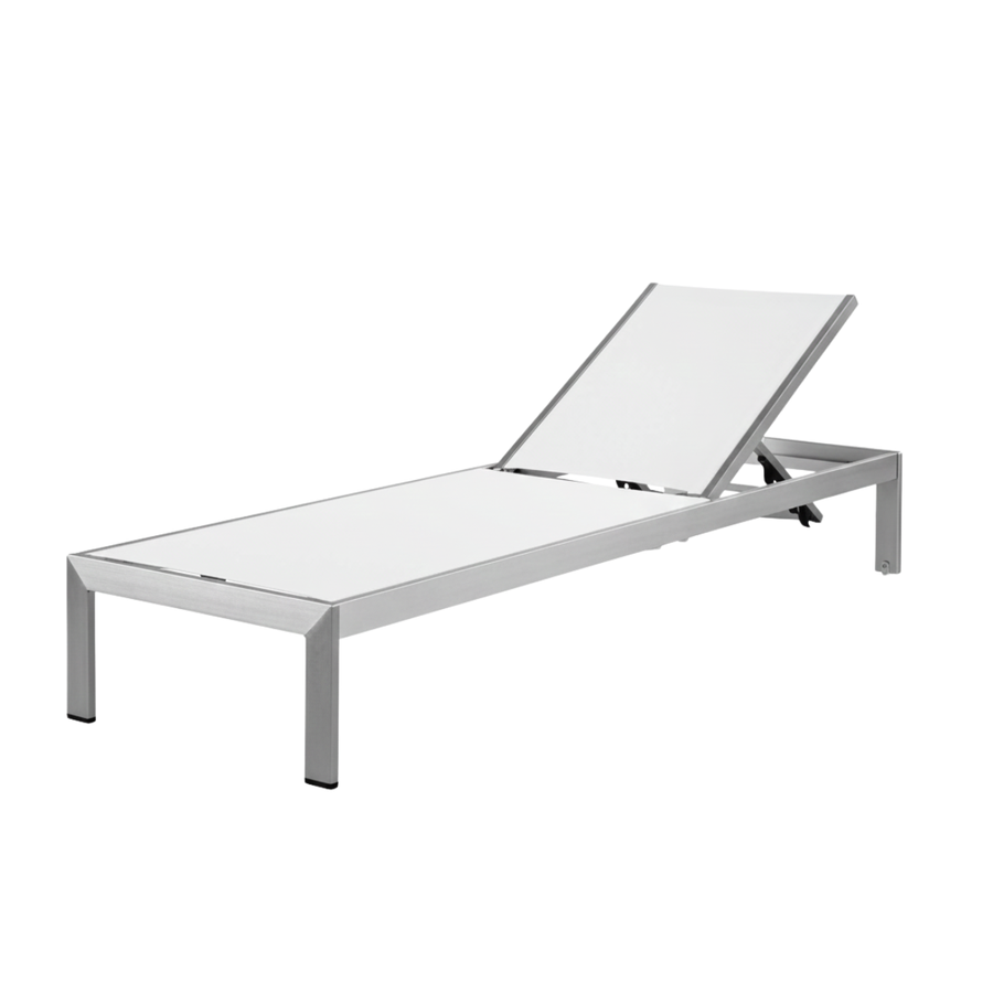 Outdoor Chair - Lounge Mesh White & Silver