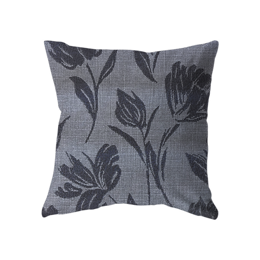18x18 Charcoal Blue w/Dark Blue Flowers