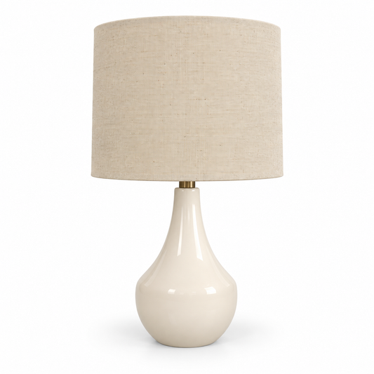 Table Lamp - Ivory Ceramic Teardrop