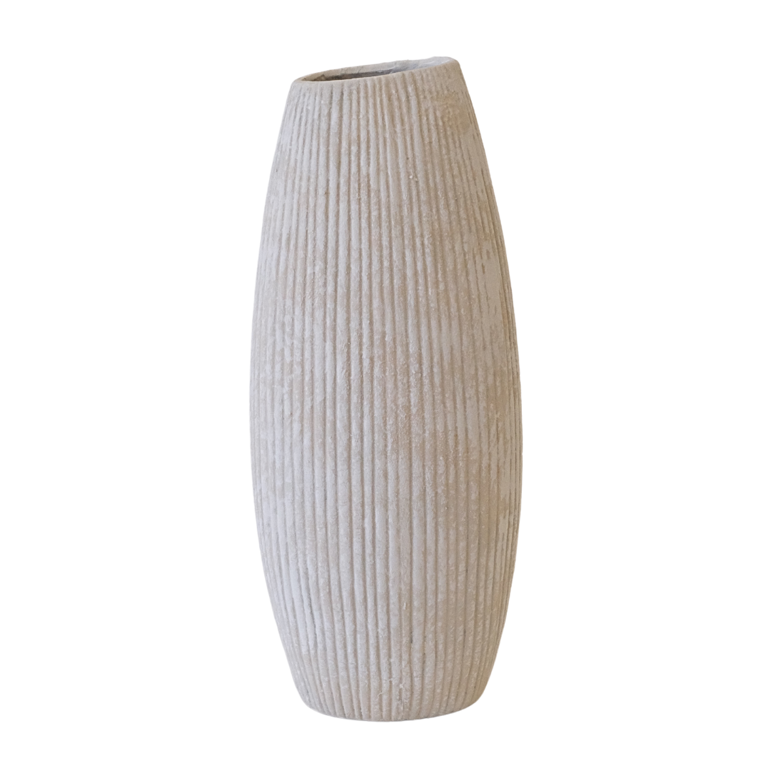 Ceramic Tall Cream Speckled Vase
