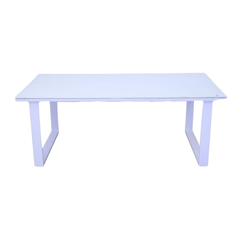Outdoor Coffee Table - Large White Frame Frosted Top