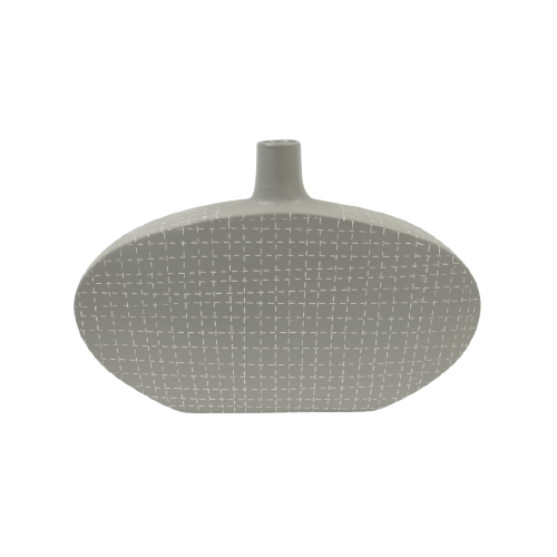 Large Grey Matte Ceramic w/ White Lines