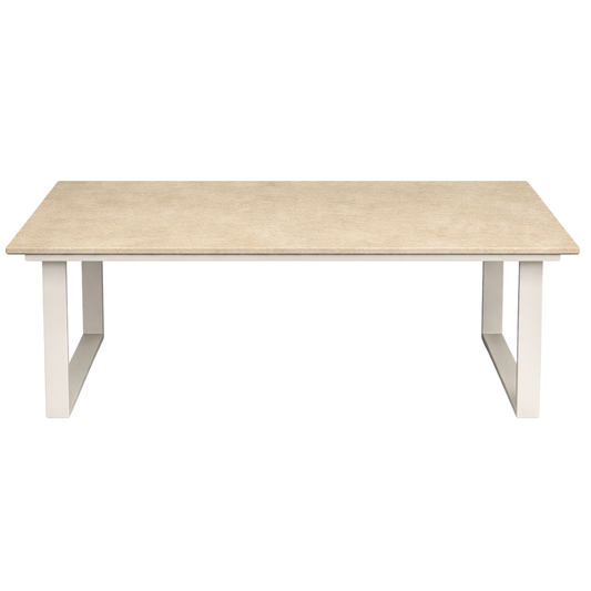 Rectangle Patio Coffee Table White w/Marble Top