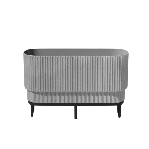 Long Grey Raised Demi Planter with Black Stand