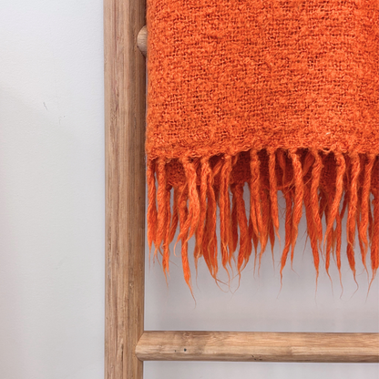 Orange Wool With Tassels Throw