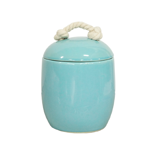 Blue Green Jar with Rope handle Medium
