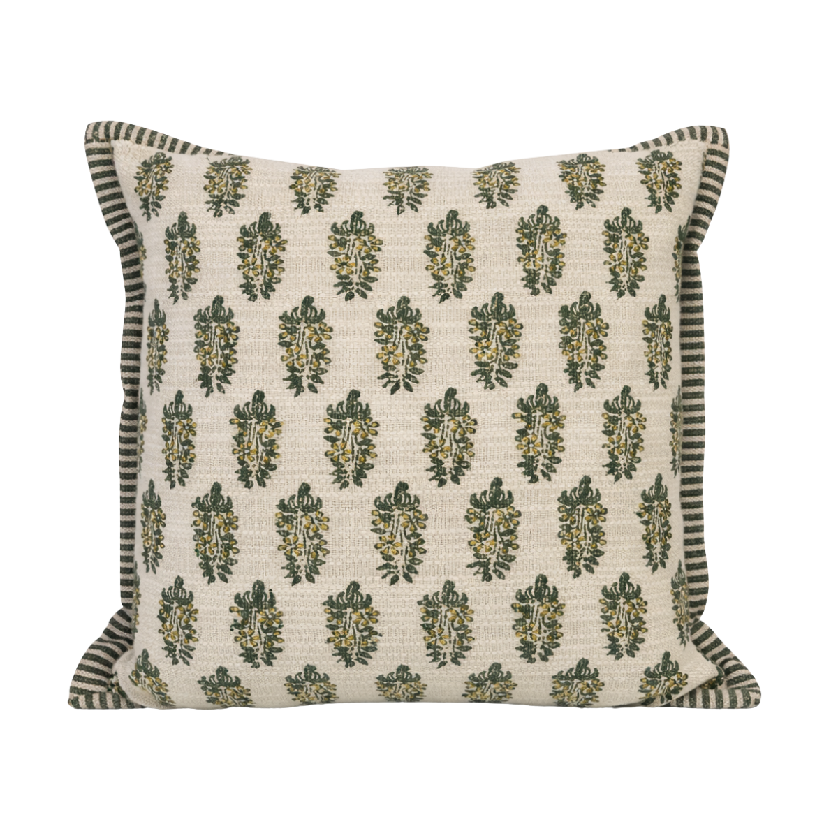 20x20 Pre-Stuffed Green Flowers with Stripes Pillow