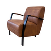 Cognac Lounge Chair with Curved Metal Arms