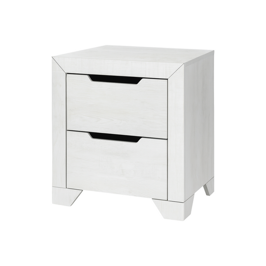 2-Drawer Side Table White Finish