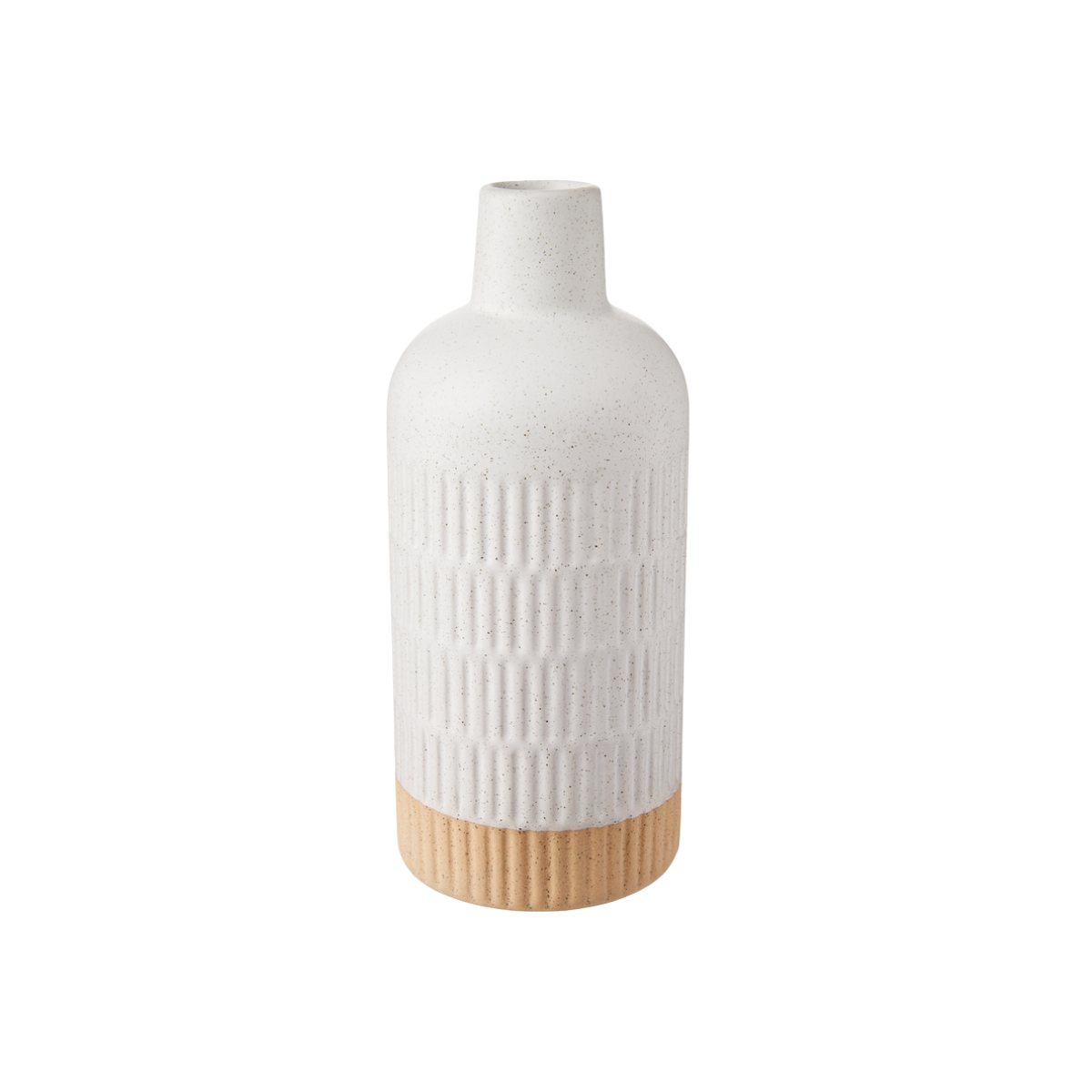 Short White Light Speckled Ceramic Vase
