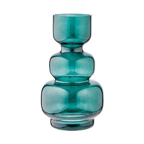Glass Teal Tiered Vase