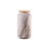 Canister - MEDIUM White Ceramic Brown Marble w/ Lid