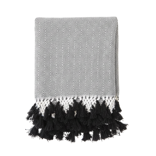 Queen Black & White Geometric Throw